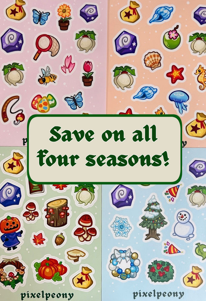 Animal Crossing 5x7” Seasonal Themed Matte Sticker Sheet
