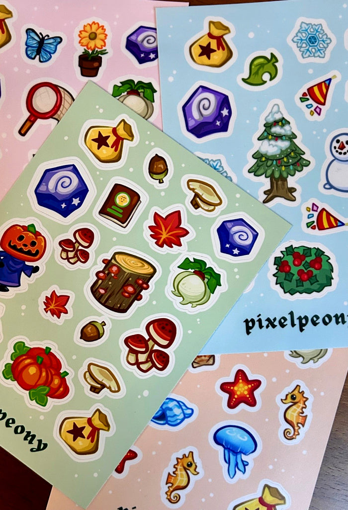 Animal Crossing 5x7” Seasonal Themed Matte Sticker Sheet