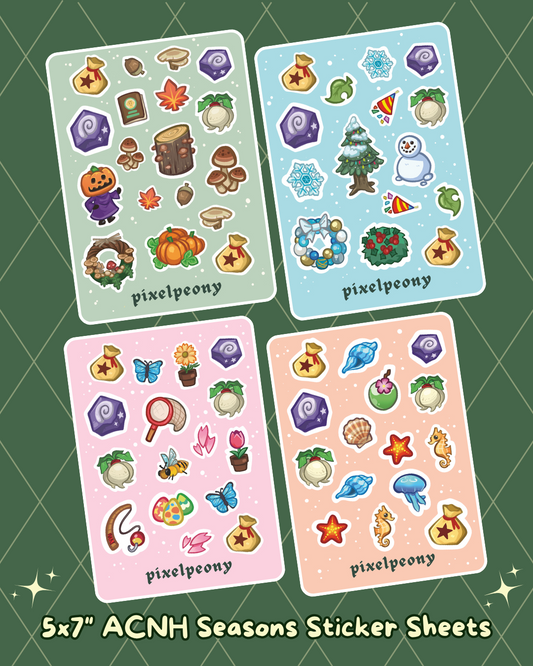 Animal Crossing 5x7” Seasonal Themed Matte Sticker Sheet