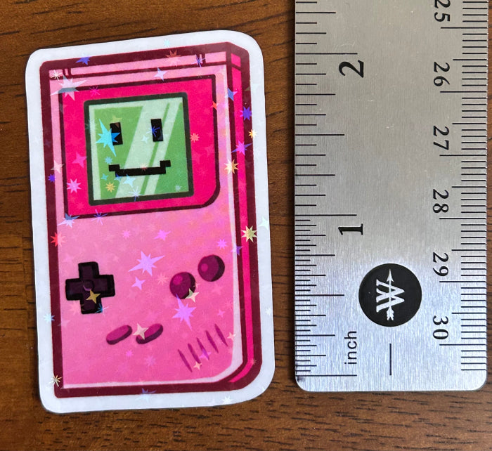 Neon Pink Gameboy 2" Holographic Sticker