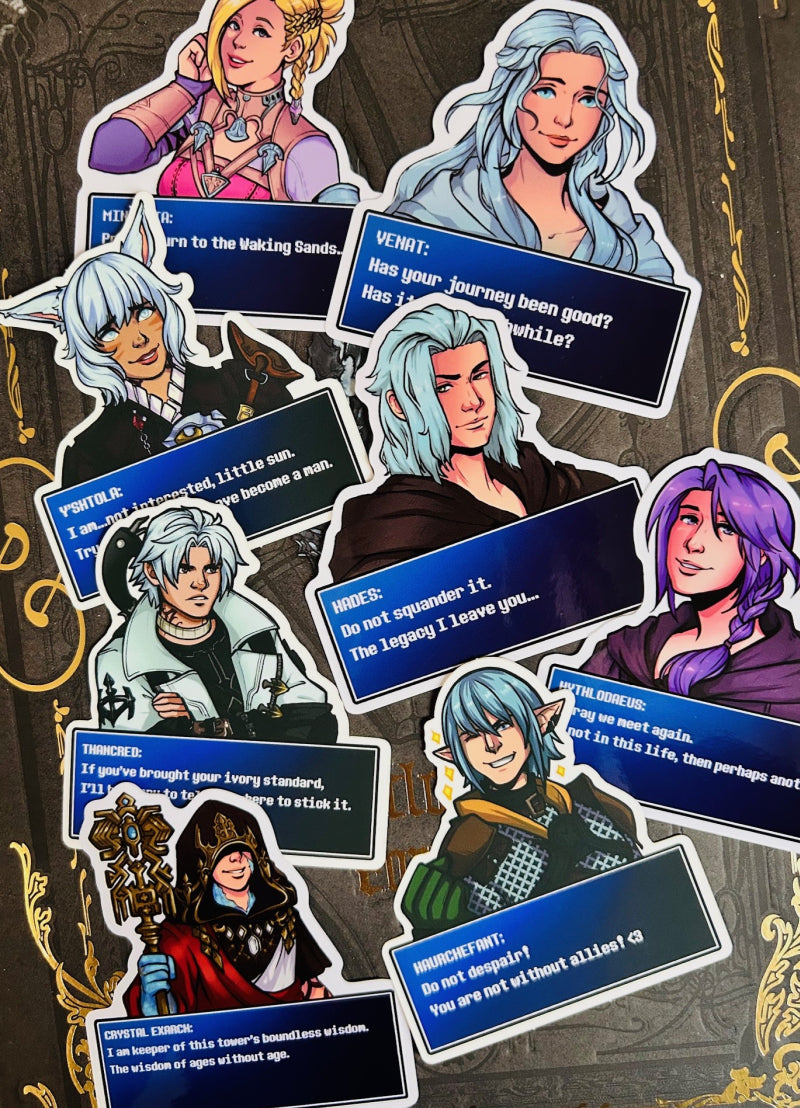 Final Fantasy XIV NPC Dialogue Chatbox 3" Stickers