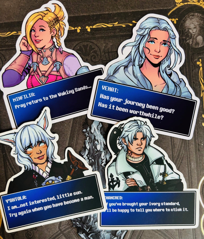 Final Fantasy XIV NPC Dialogue Chatbox 3" Stickers
